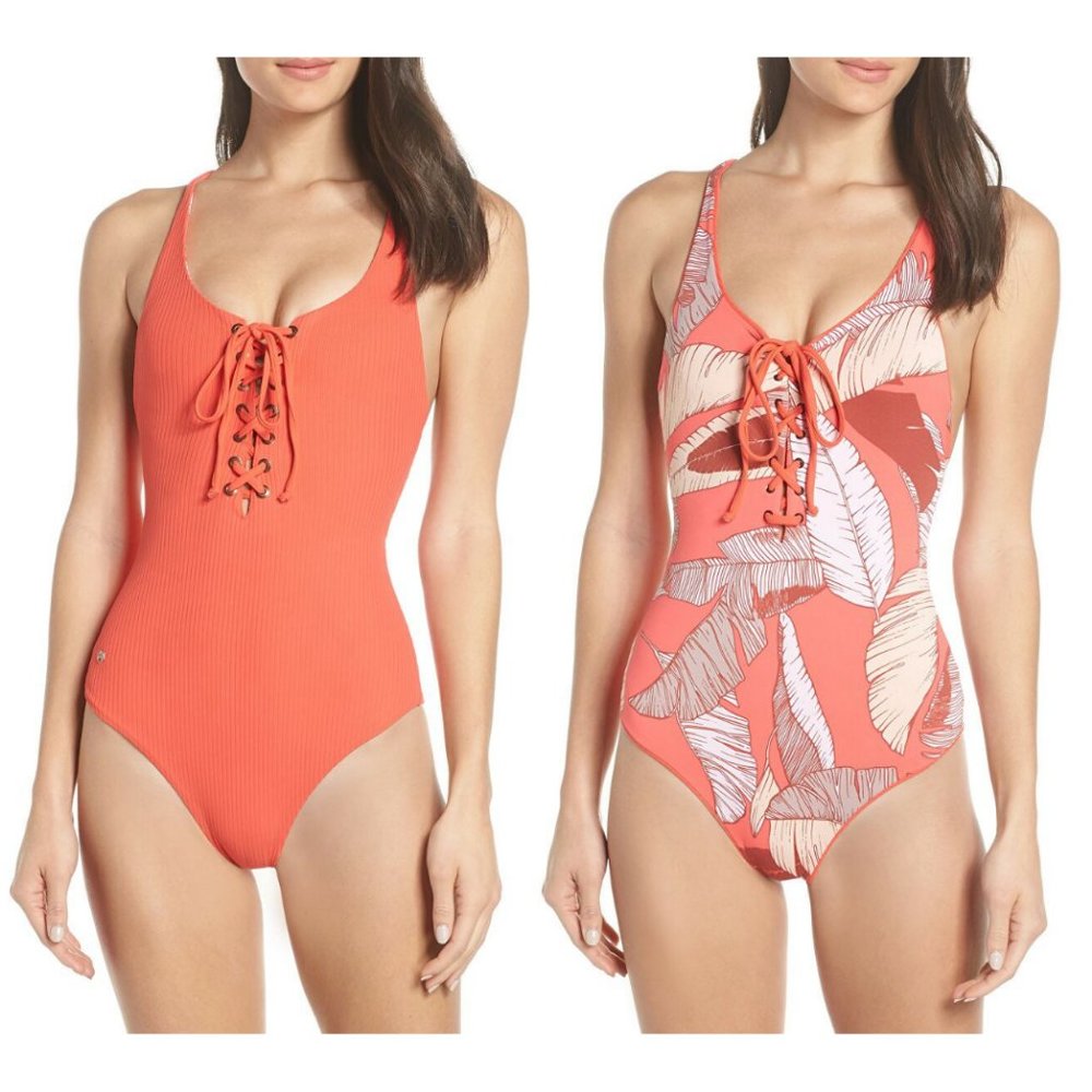Maaji Coral Lace-Up One-Piece Swimsuit